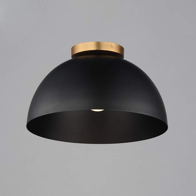 Image 4 Maxim Thelonious 16" Black/Natural Aged Brass Flush Mount more views
