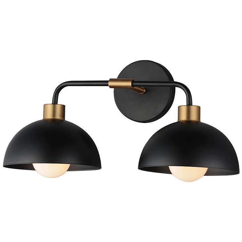 Image 1 Maxim Thelonious 19 1/4" Wide Black/Natural Aged Brass2-Light Wall Sco
