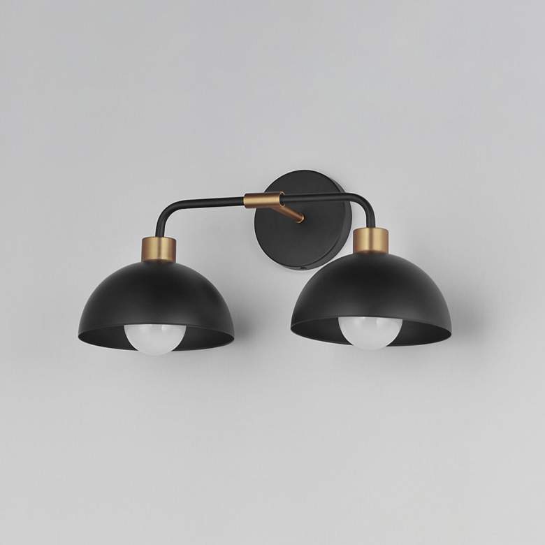 Image 4 Maxim Thelonious 19 1/4" Wide Black/Natural Aged Brass2-Light Wall Sco more views