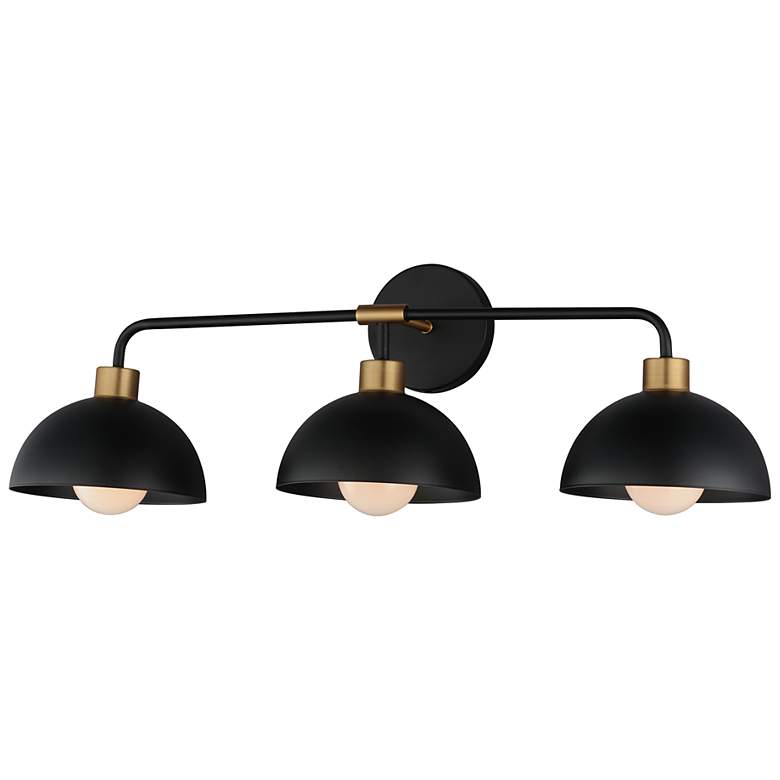 Image 1 Maxim Thelonious 30 3/4" Wide Black/Natural Aged Brass 3-Light Bath Va