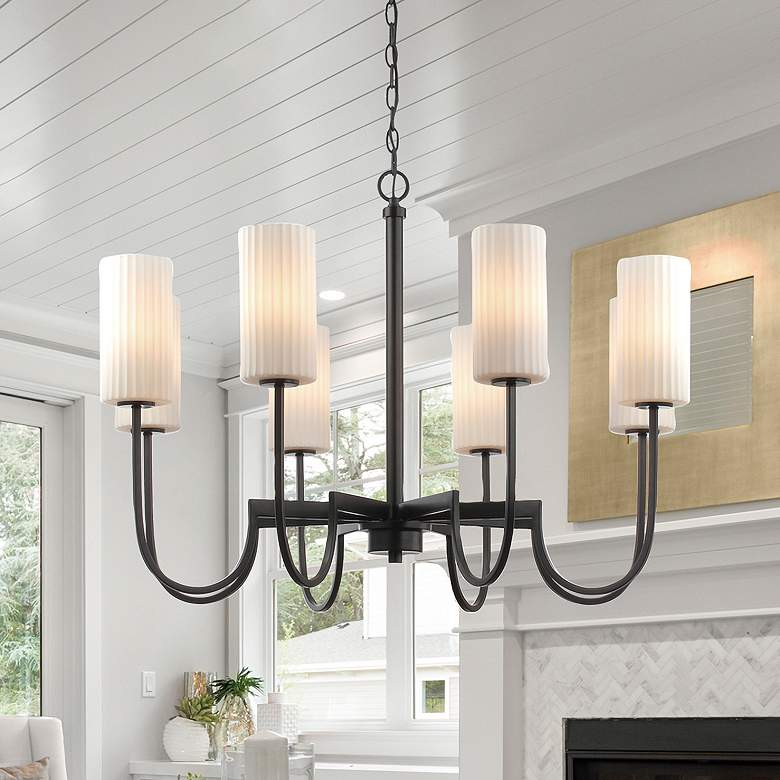 Image 1 Maxim Town And Country 34" Wide Black 8-Light Chandelier