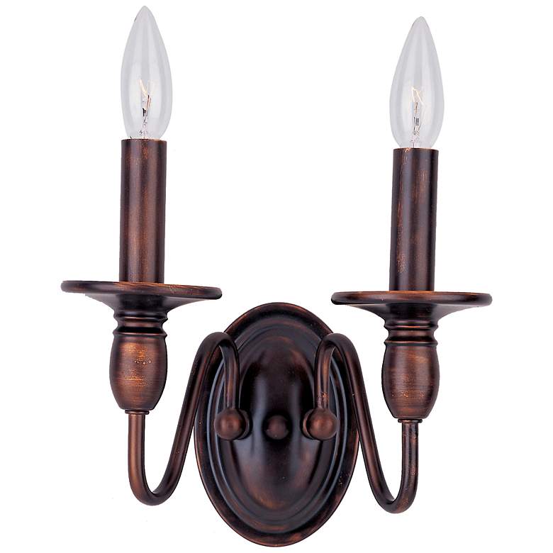 Image 1 Maxim Towne 9" High Oil-Rubbed Bronze 2-Light Wall Sconce