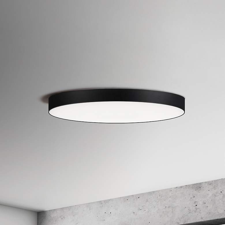 Image 1 Maxim Trim 9" Wide Round Black Wet Rated Modern LED Ceiling Light