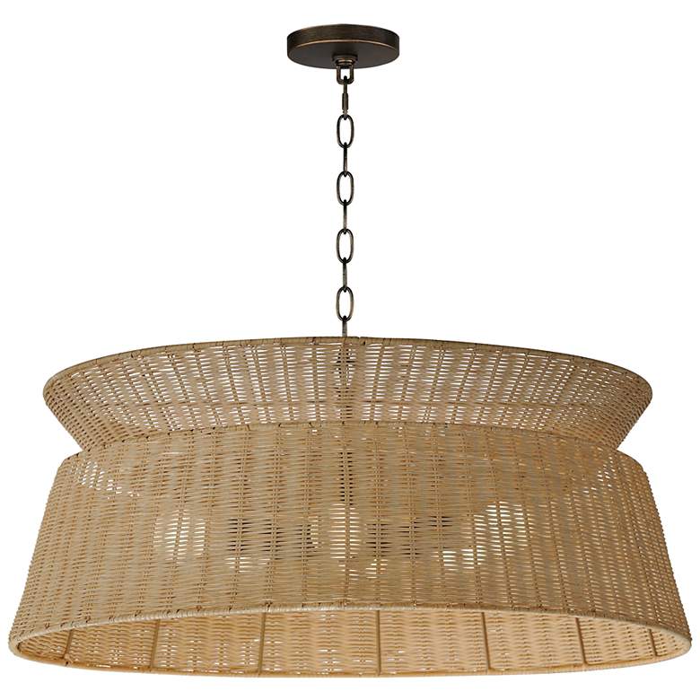Image 1 Maxim Tulum 28 3/4" Wide Bronze Rattan 6-Light Chandelier