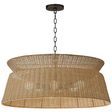 Maxim Tulum 28 3/4" Wide Bronze Rattan 6-Light Chandelier