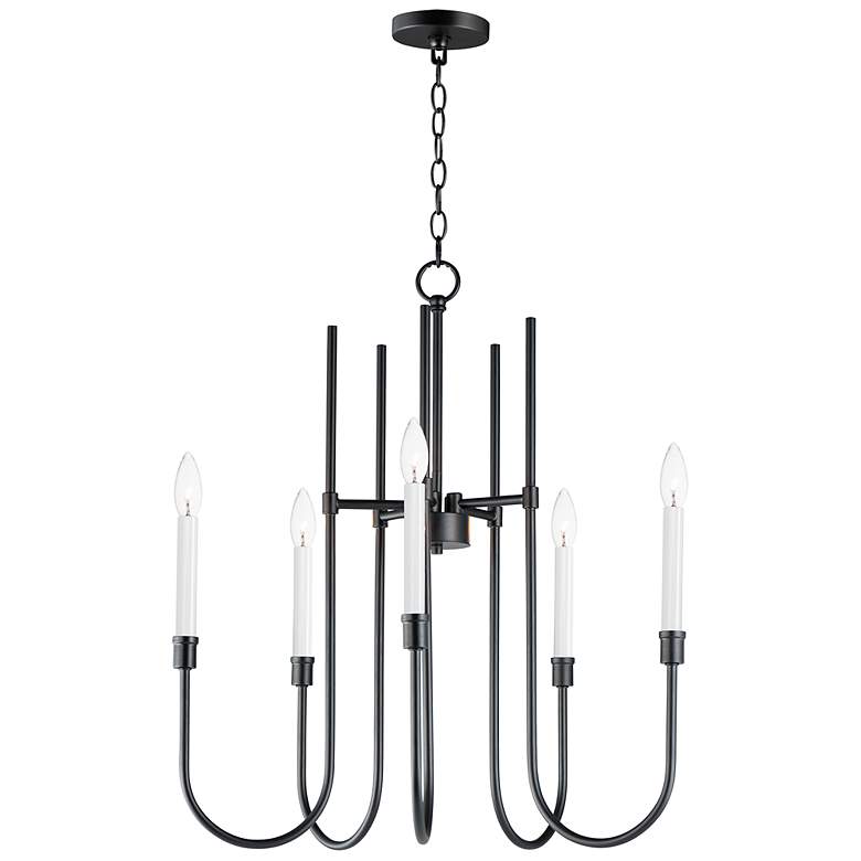 Image 1 Maxim Tux 24" Wide Black Finish 5-Light Modern Candelabra Chandelier