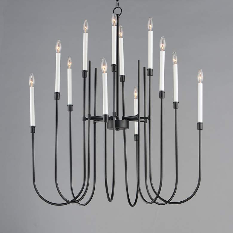 Image 1 Maxim Tux 36" Wide Black and White 12-Light Chandelier