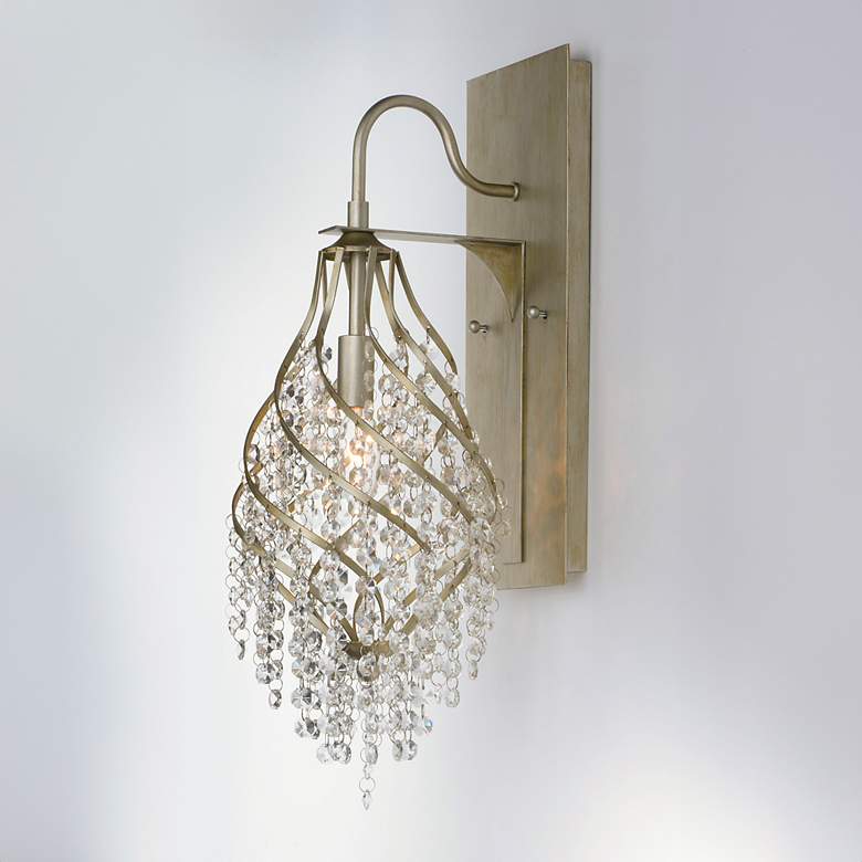 Image 1 Maxim Twirl 22 1/4" High Rustic Golden Silver Crystal Wall Sconce