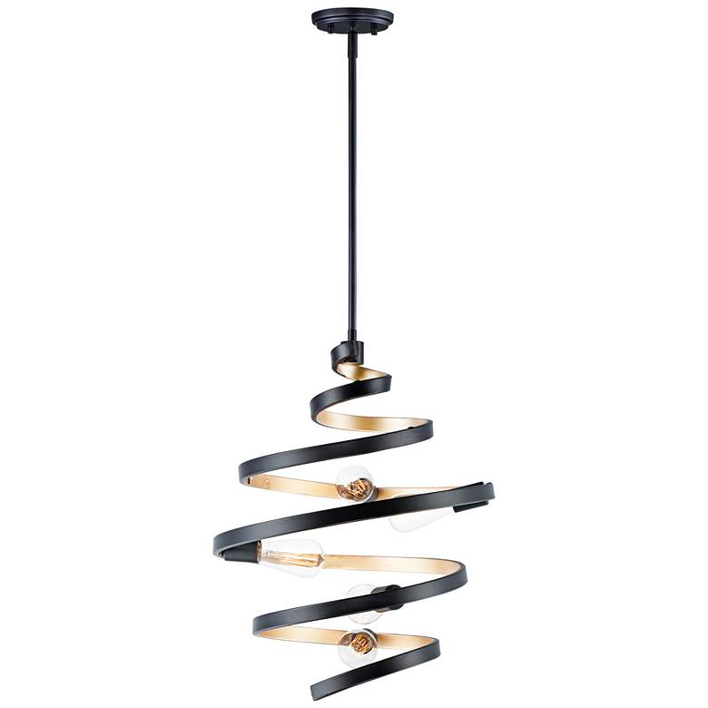 Image 2 Maxim Twister 18 inch Wide Black and Gold 5-Light Pendant Light