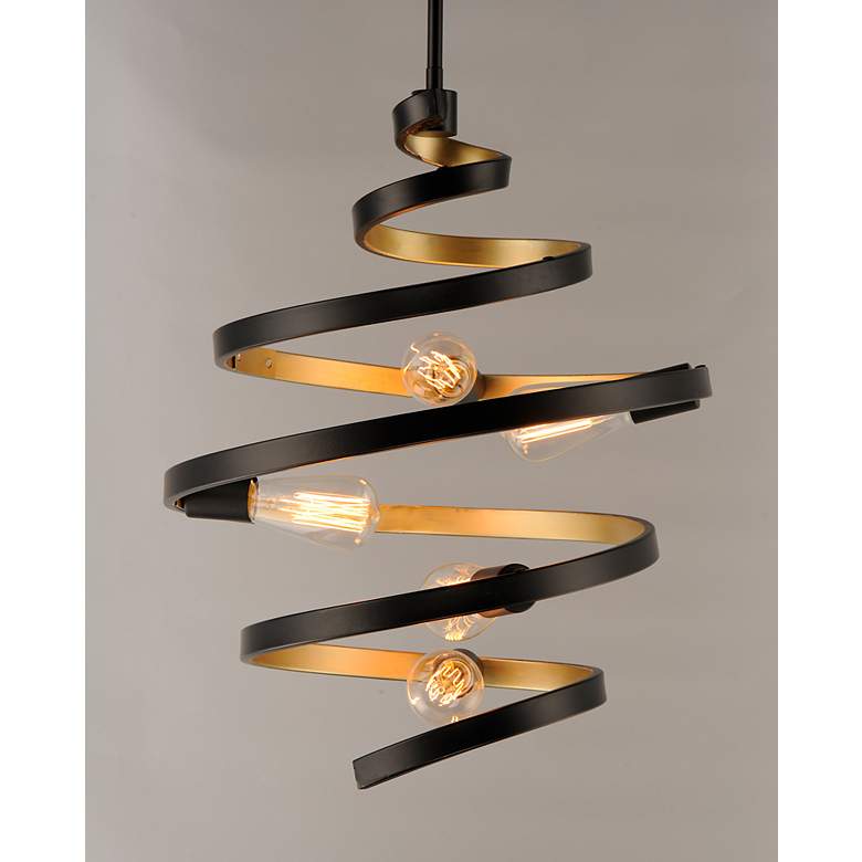 Image 1 Maxim Twister 18" Wide Black and Gold 5-Light Pendant Light