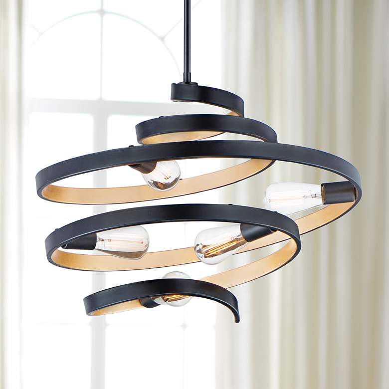 Image 1 Maxim Twister 25 inch Wide Black and Gold 5-Light Pendant Light