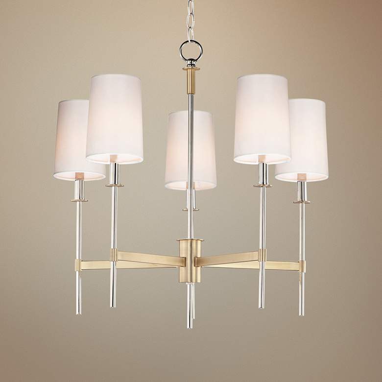 Image 1 Maxim Uptown 26 inch Wide Brass and Chrome 5-Light Chandelier