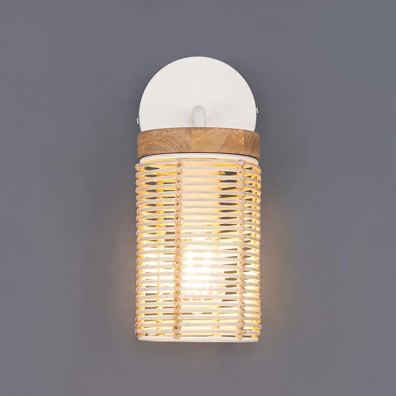 Image 4 Maxim Vannerie 12 1/2" High Ecru Wall Sconce more views