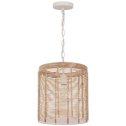 Maxim Vannerie 12" Wide Ecru and Natural Rattan Mini Pendant
