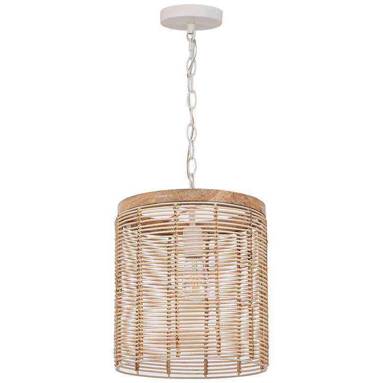 Image 1 Maxim Vannerie 12" Wide Rattan/Ecru 1-Light Large Pendant