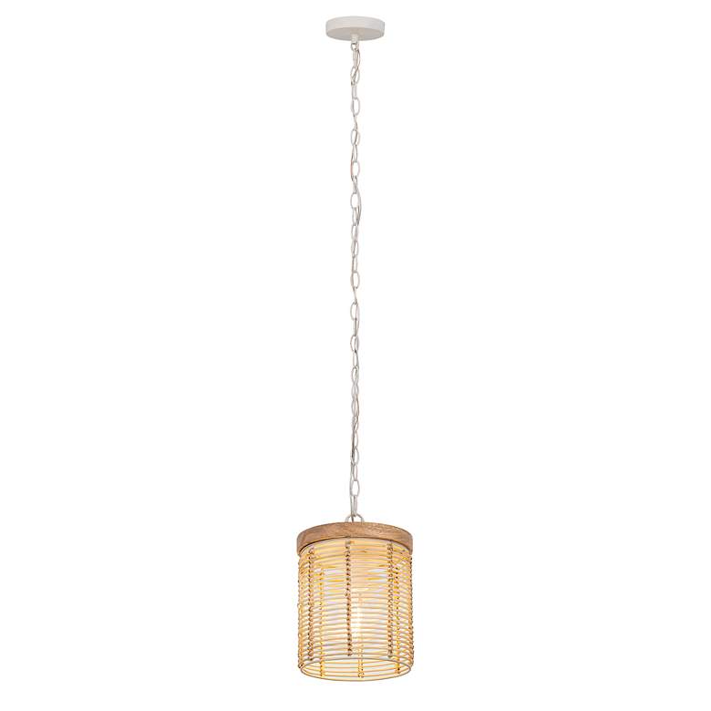 Image 2 Maxim Vannerie 12" Wide Rattan/Ecru 1-Light Large Pendant more views