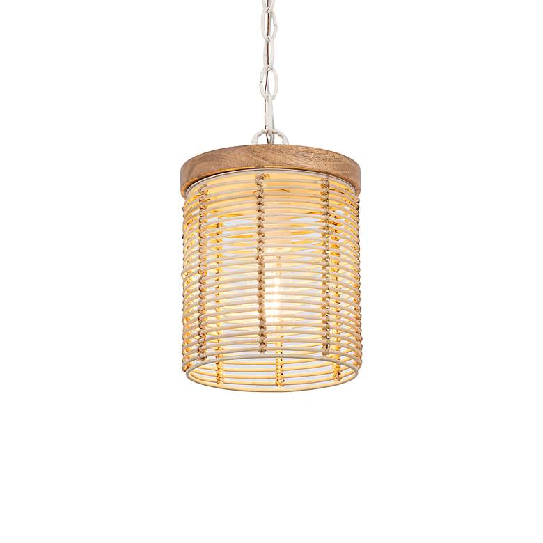 Image 3 Maxim Vannerie 12" Wide Rattan/Ecru 1-Light Large Pendant more views