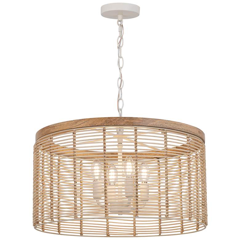 Image 1 Maxim Vannerie 20" Wide Ecru and Natural Rattan Drum Pendant Light