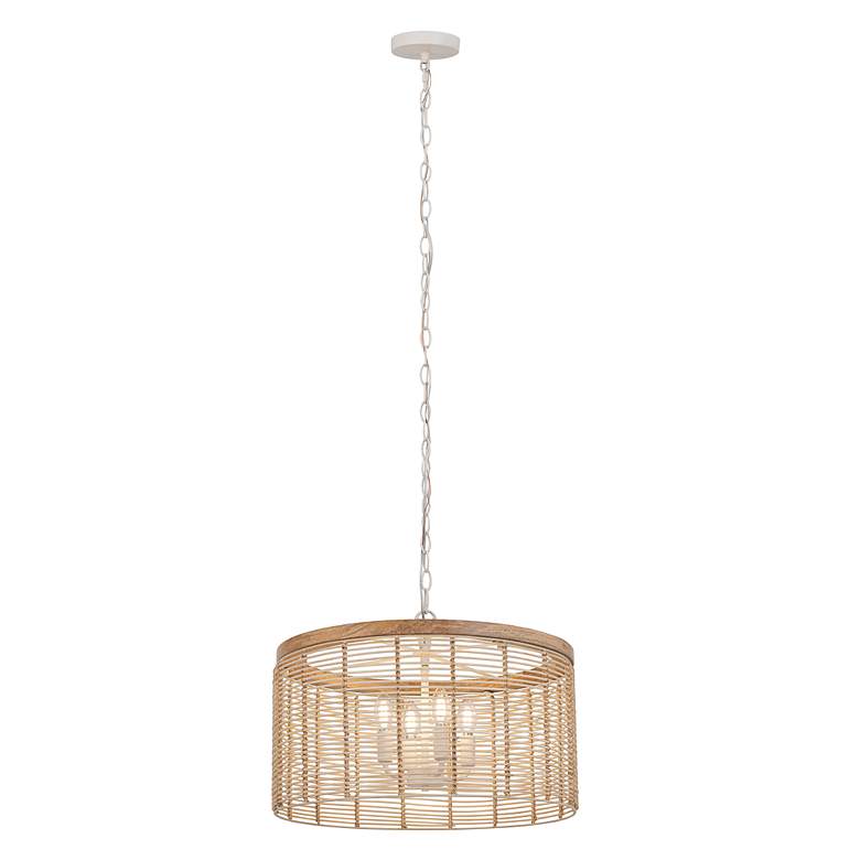Image 2 Maxim Vannerie 20" Wide Ecru and Natural Rattan Drum Pendant Light more views