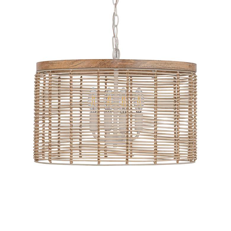 Image 3 Maxim Vannerie 20" Wide Ecru and Natural Rattan Drum Pendant Light more views