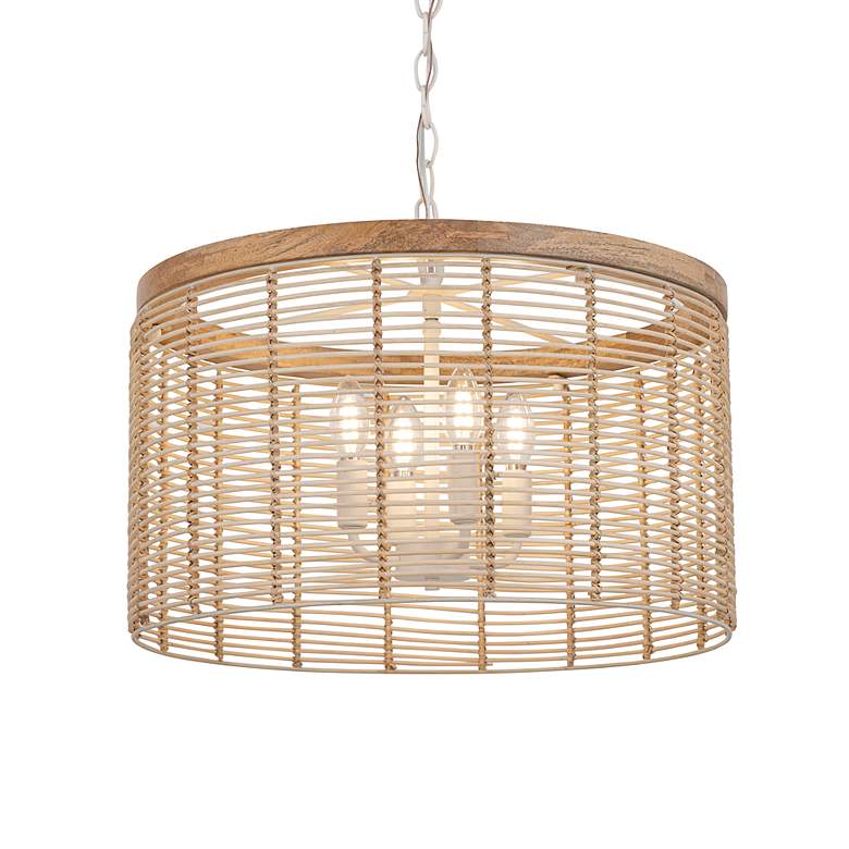 Image 4 Maxim Vannerie 20" Wide Ecru and Natural Rattan Drum Pendant Light more views