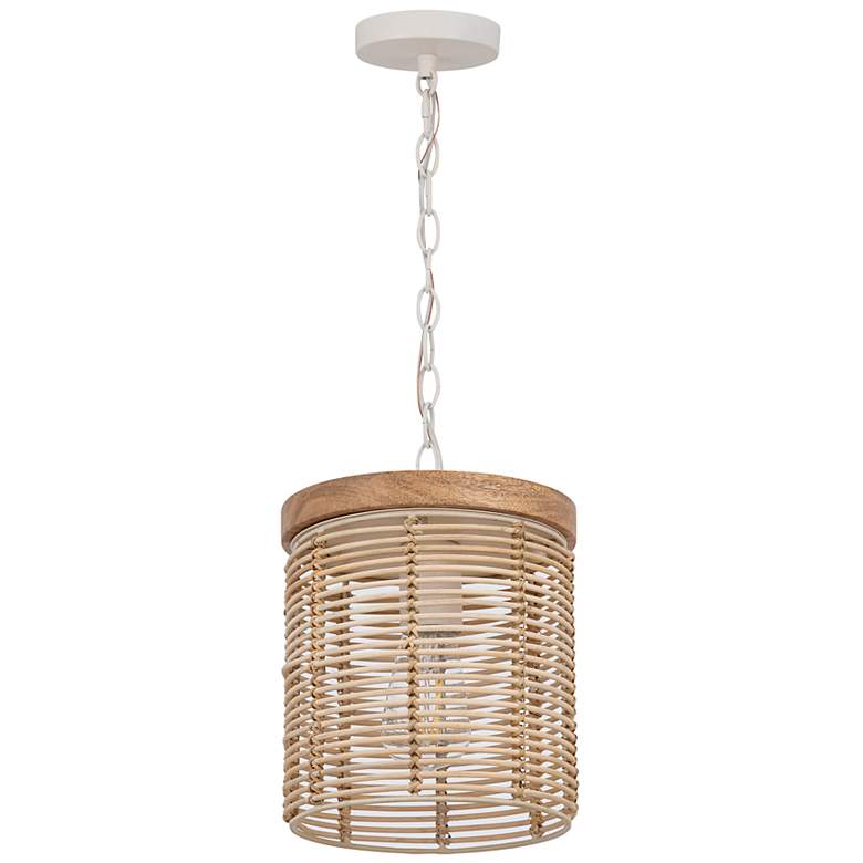 Image 1 Maxim Vannerie 7" Wide Ecru Mini Pendant