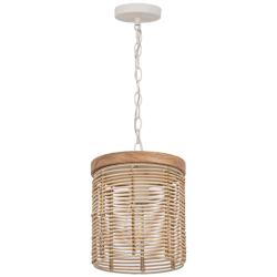 Maxim Vannerie 7" Wide Ecru Mini Pendant