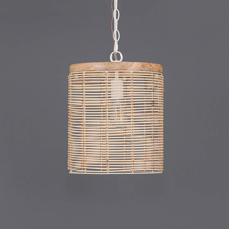 Image 3 Maxim Vannerie 7" Wide Ecru Mini Pendant more views