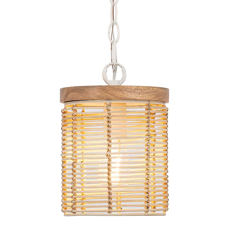 Image 4 Maxim Vannerie 7" Wide Ecru Mini Pendant more views