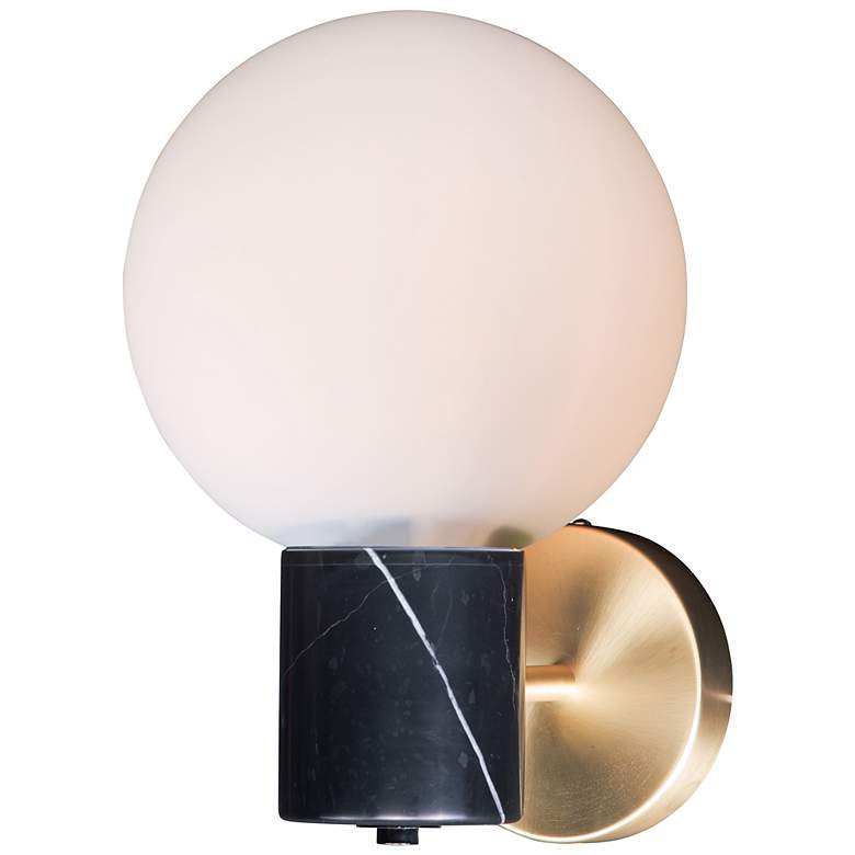 Image 2 Maxim Vesper 11 1/2" High Satin Brass and Black Wall Sconce