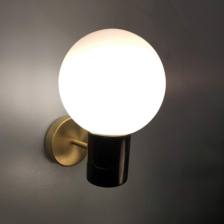 Image 1 Maxim Vesper 11 1/2" High Satin Brass and Black Wall Sconce