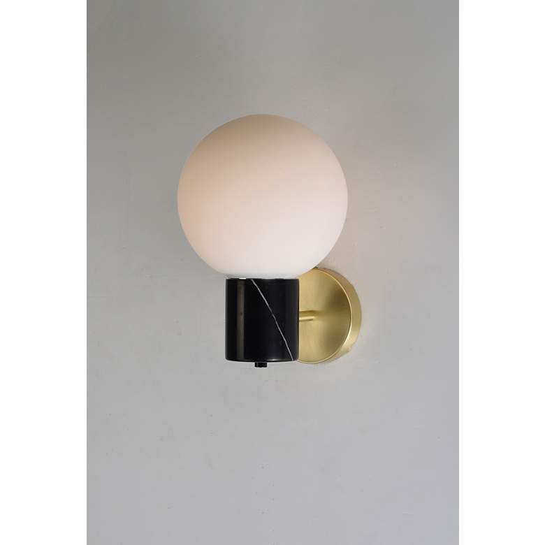 Image 3 Maxim Vesper 11 1/2" High Satin Brass and Black Wall Sconce more views