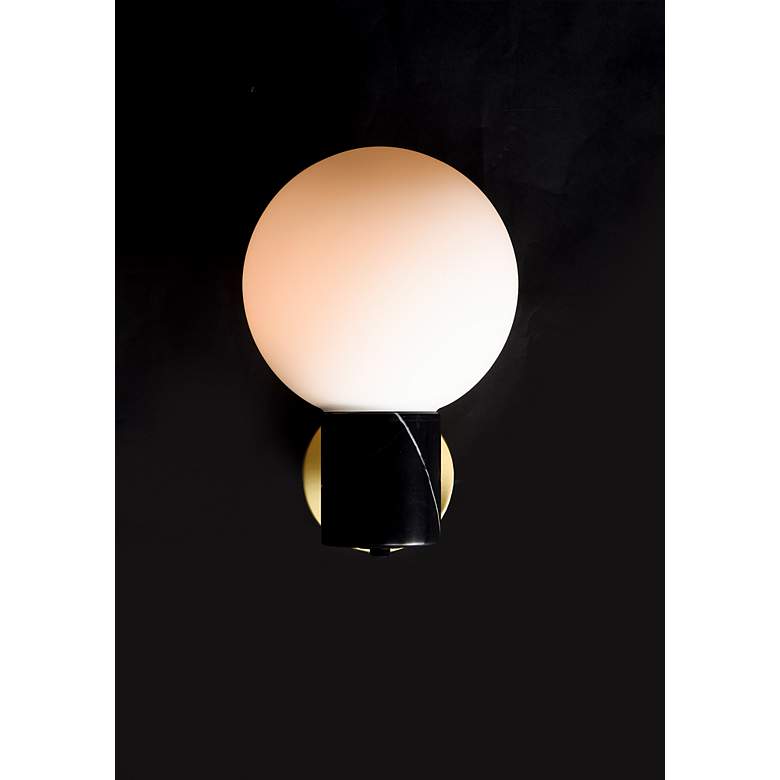 Image 4 Maxim Vesper 11 1/2" High Satin Brass and Black Wall Sconce more views