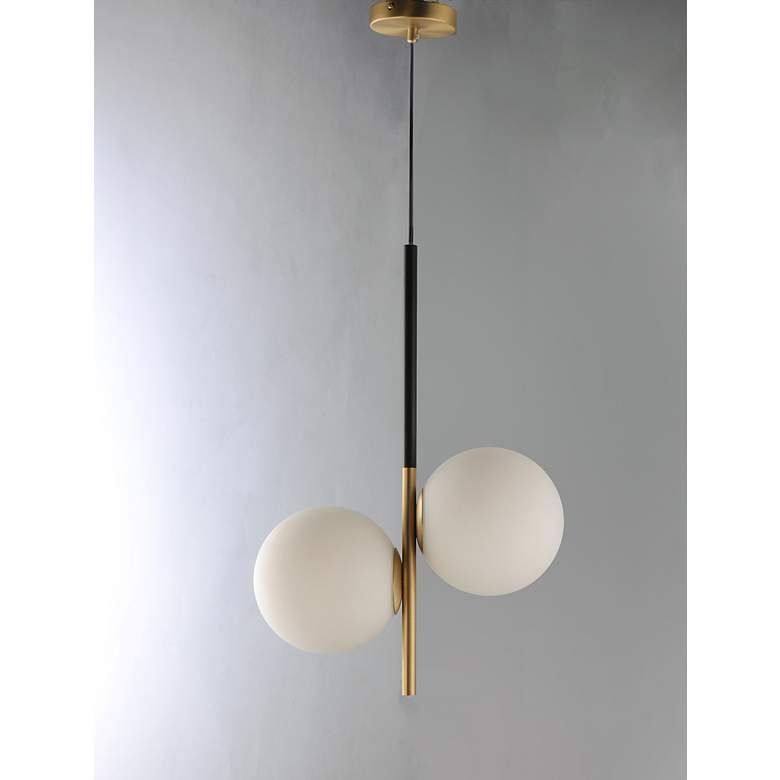 Image 3 Maxim Vesper 20 inch Wide Satin Brass and Black Modern Globe Light Pendant more views