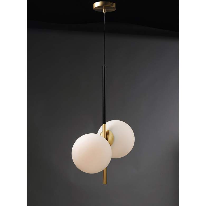 Image 4 Maxim Vesper 20 inch Wide Satin Brass and Black Modern Globe Light Pendant more views