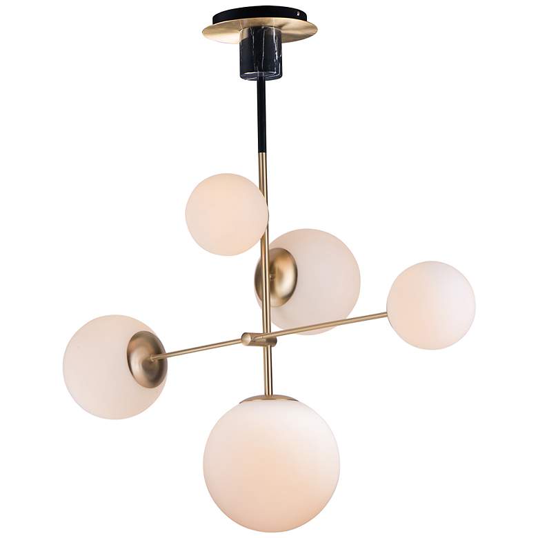 Image 2 Maxim Vesper 37 1/2 inch Wide Satin Brass and Black 5-Light Modern Pendant