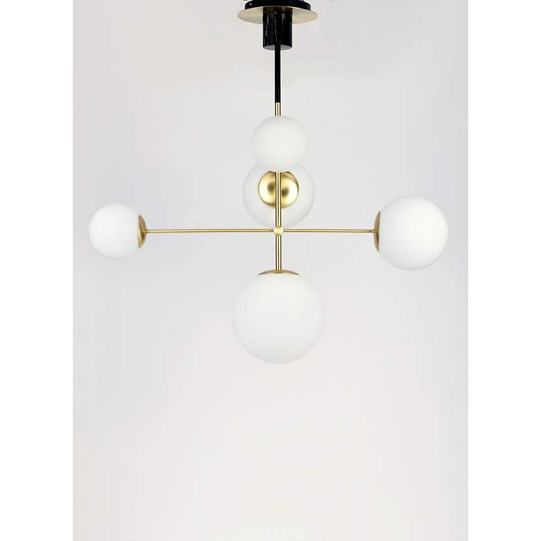Image 3 Maxim Vesper 37 1/2" Wide Satin Brass and Black 5-Light Modern Pendant more views