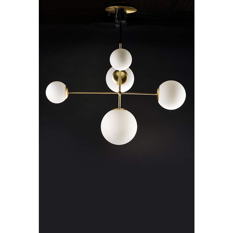 Image 4 Maxim Vesper 37 1/2" Wide Satin Brass and Black 5-Light Modern Pendant more views