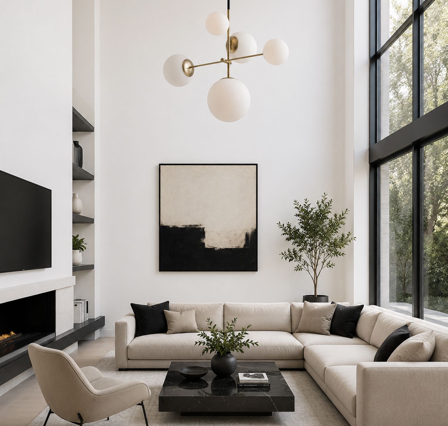 Maxim Vesper 37 1/2" Wide Satin Brass and Black 5-Light Modern Pendant