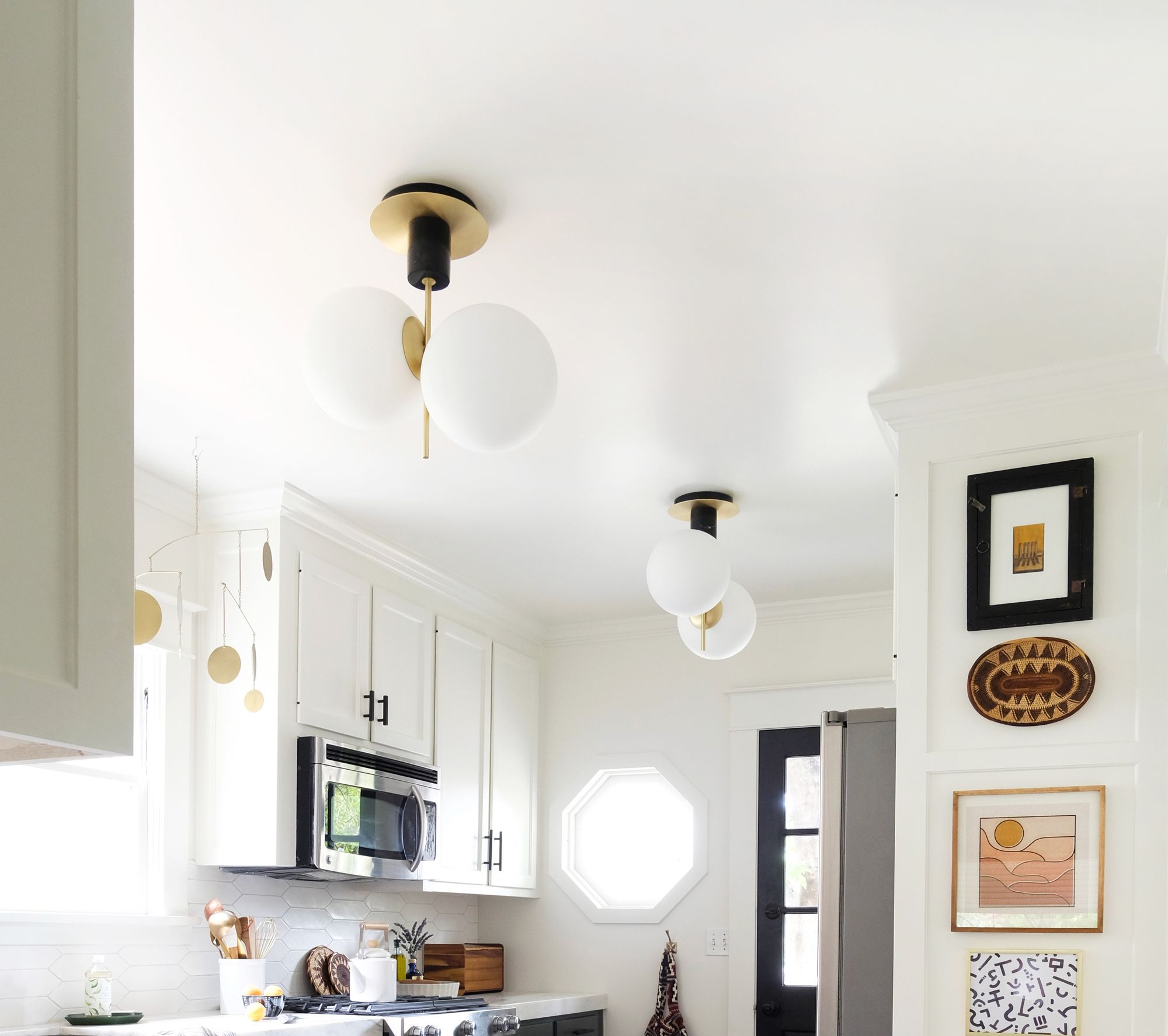 Image 7 Maxim Vesper 9.75" Wide Bass and White Globe Modern Ceiling Light more views