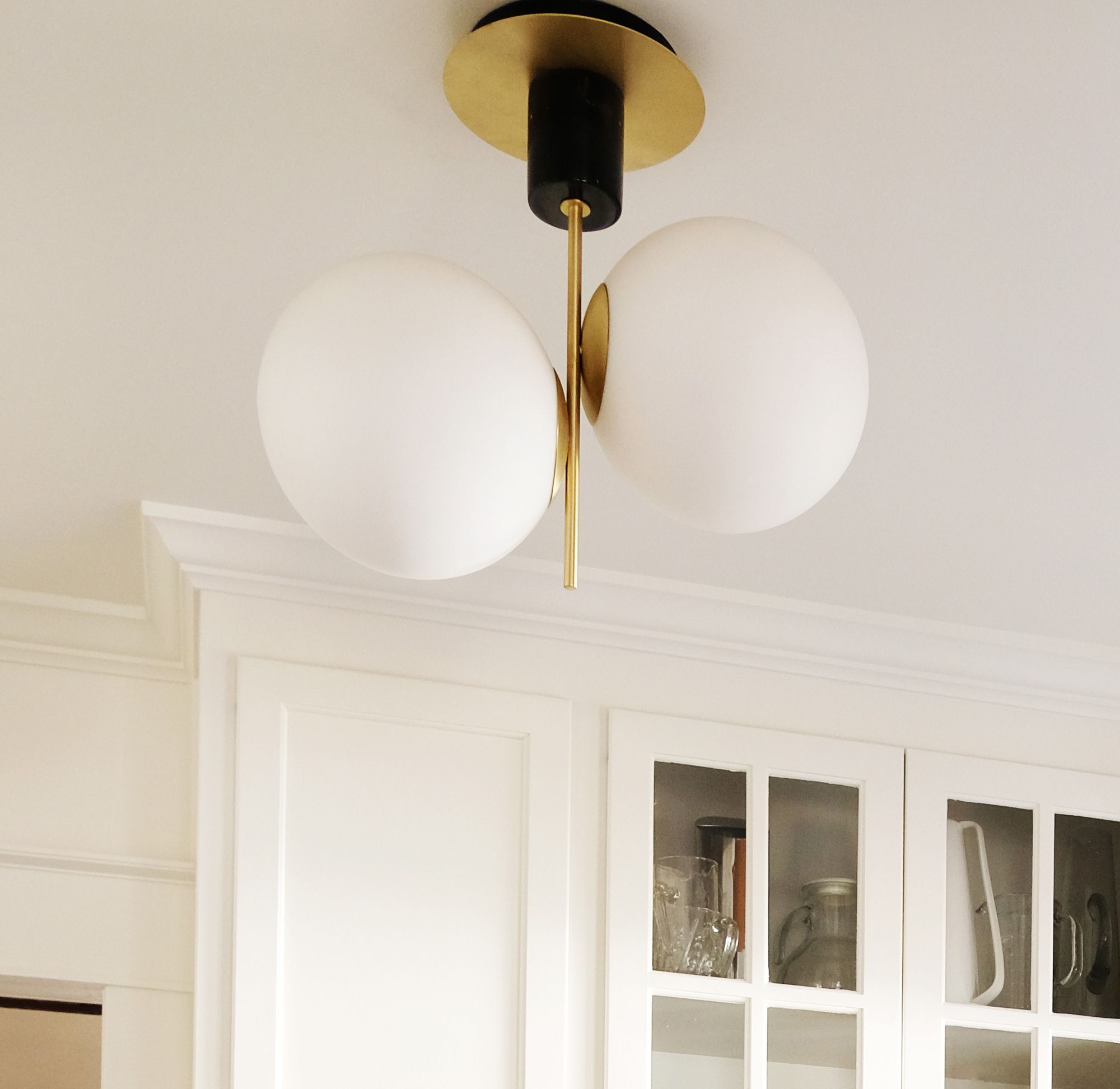 Maxim Vesper 9.75" Wide Bass and White Globe Modern Ceiling Light