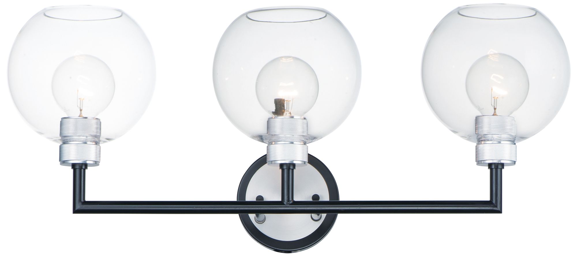 Maxim Vessel 27" Wide 3-Light  Black and Brushed Aluminum Wall Light