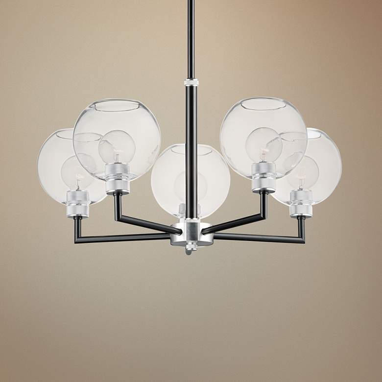 Image 1 Maxim Vessel 28"W Black and Brushed Aluminum 5-Light Chandelier