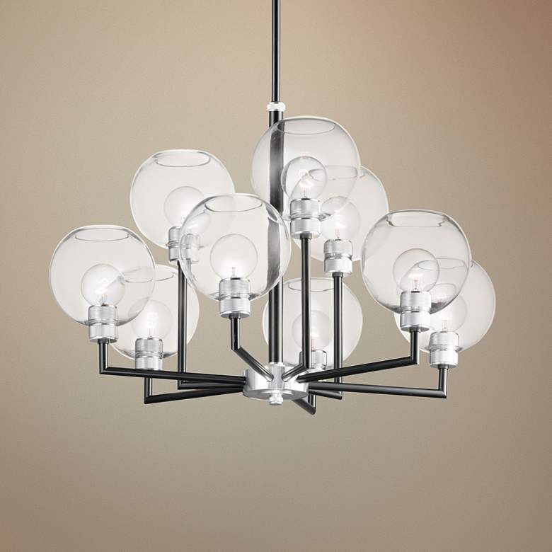 Image 1 Maxim Vessel 31" Wide Black and Brushed Aluminum 9 Globe Chandelier