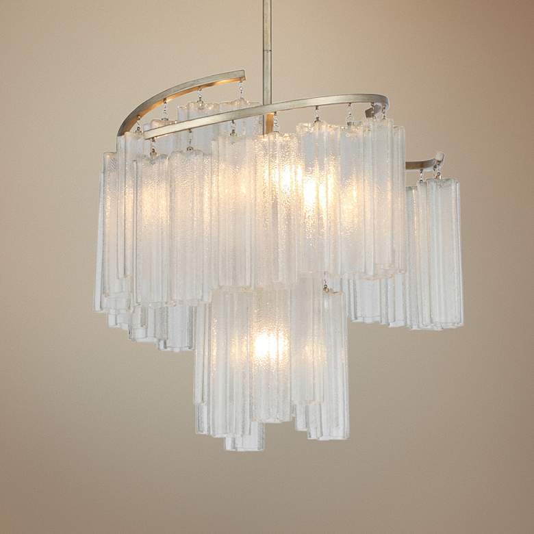 Image 1 Maxim Victoria 24 3/4 inchW Golden Silver and Modern Glass Pendant Light