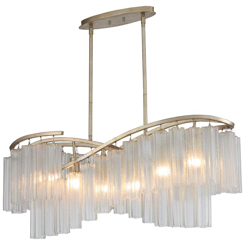 Image 2 Maxim Victoria 41 inch Wide Silver and Glass Kitchen Island Light Pendant