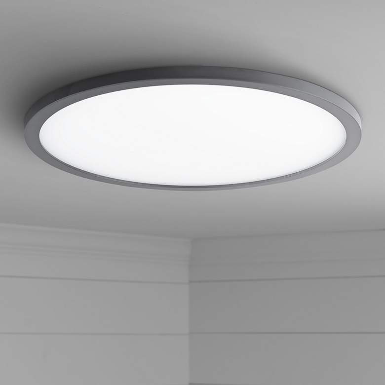 Image 1 Maxim Wafer 15" Wide Bronze 3000K LED Round Ceiling Light
