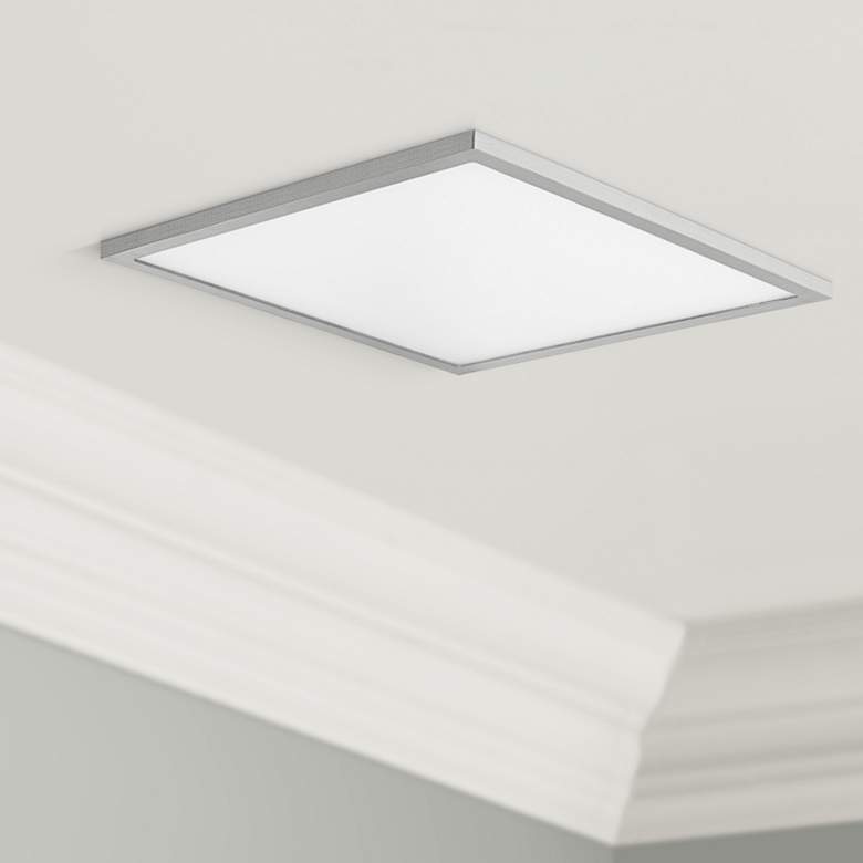 Image 1 Maxim Wafer 15"W Satin Nickel 3000K LED Square Ceiling Light
