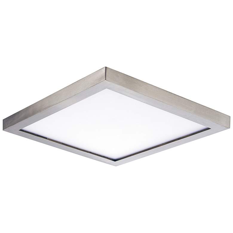 Image 1 Maxim Wafer 5" Wide Square Satin Nickel LED Outdoor Ceiling Light