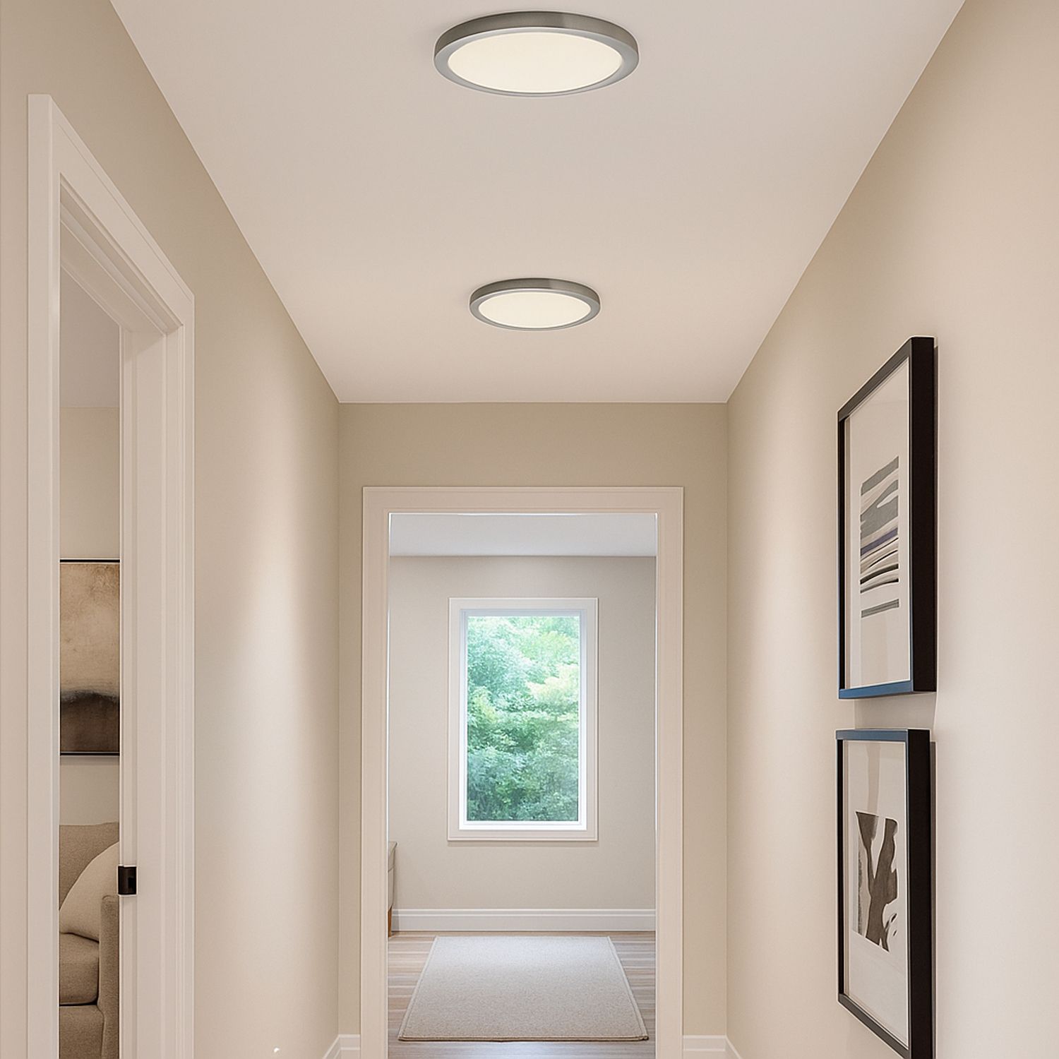 Image 3 Maxim Wafer 7" Wide Round Satin Nickel LED Outdoor Ceiling Light more views